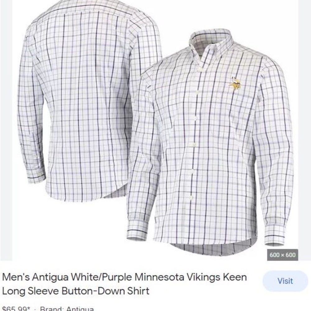 Antigua 2XL Men’s Dressshirt with Minnesota Vikings logo.